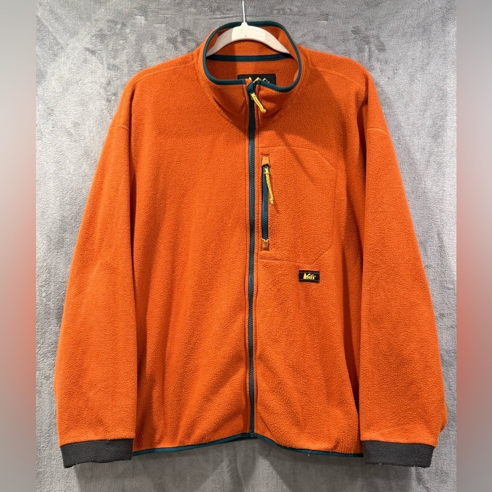 Vintage REI Orange Fleece Trailsmith Jacket Womens 2XL Outdoors Hiking 90s‎